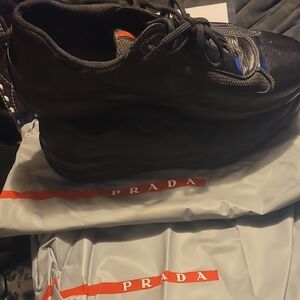 Prada Men's Black Leather Sneakers